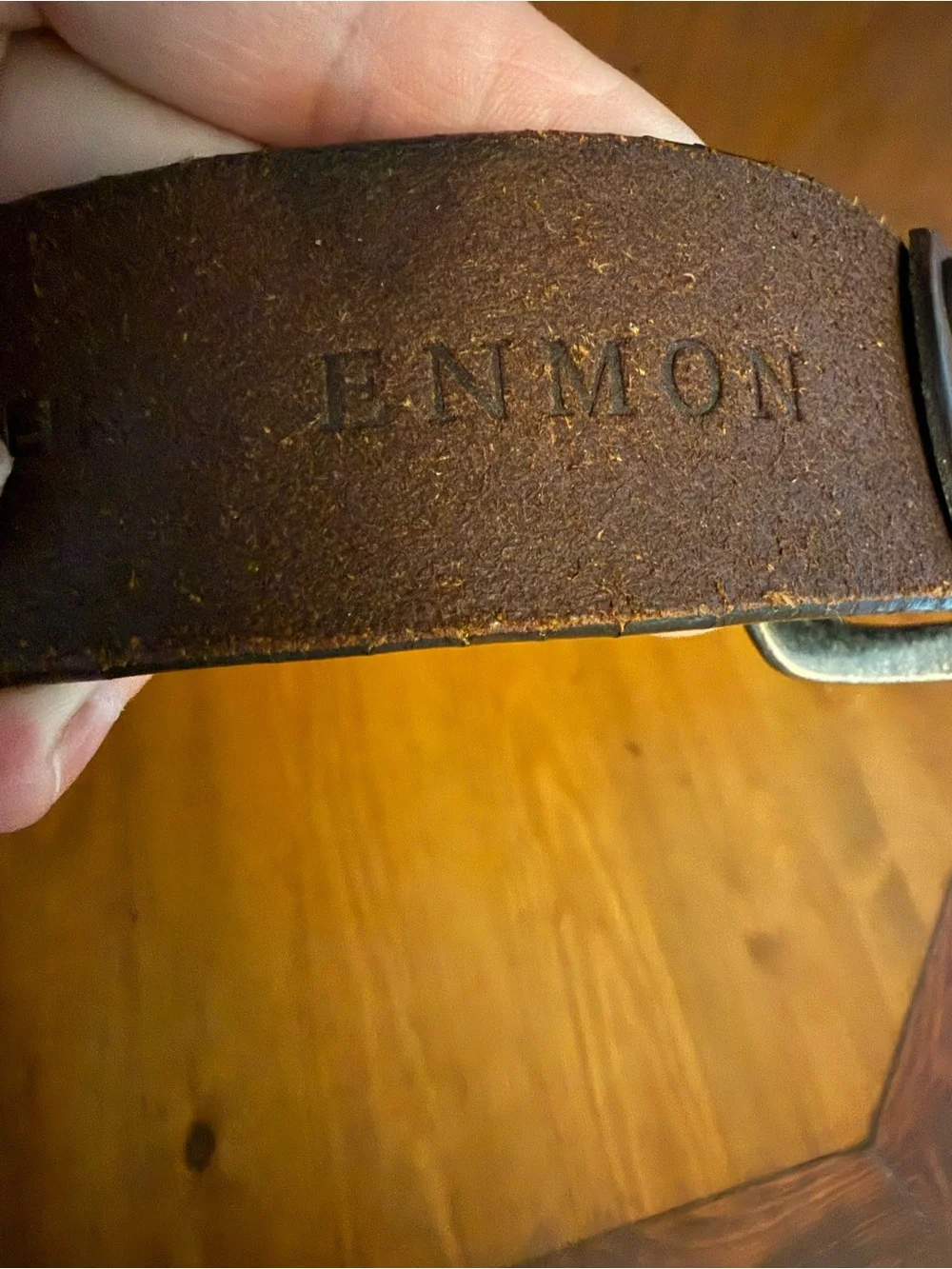 Brown Studded Leather Belt with Brass Buckle